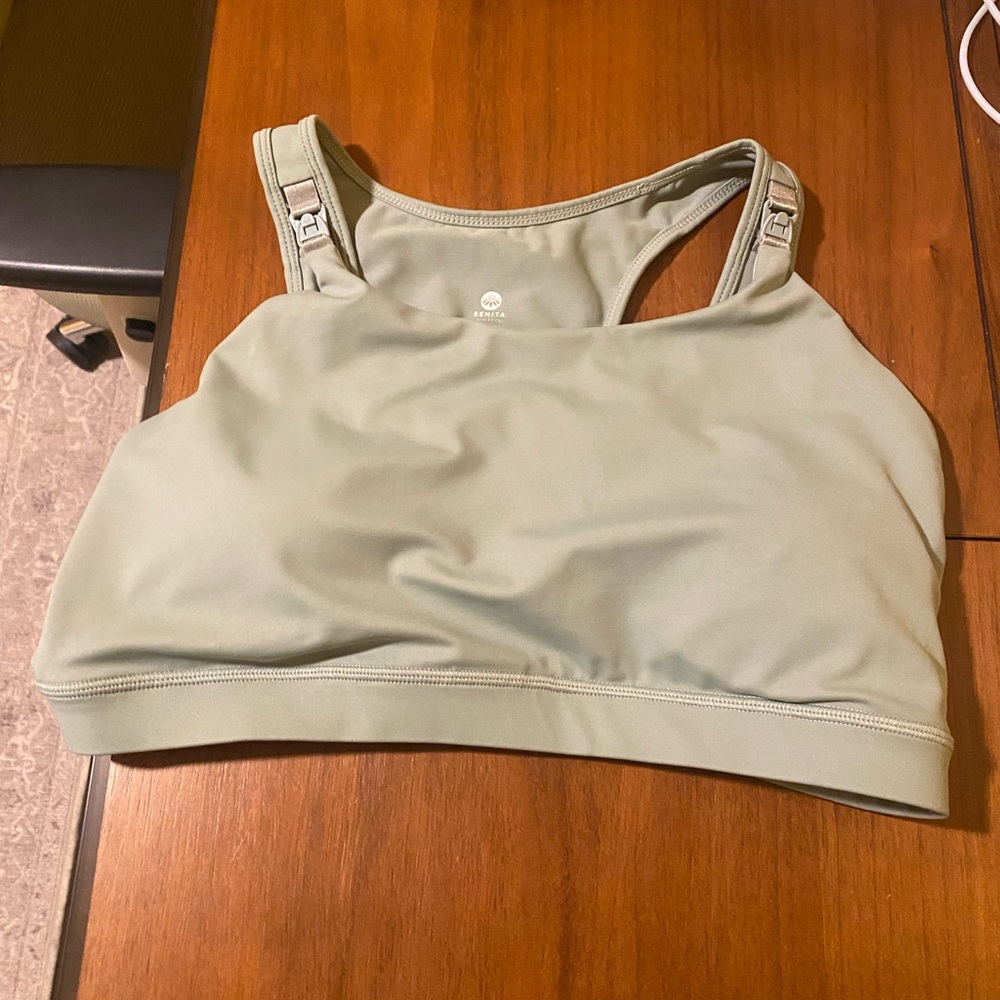Senita Athletics Sage Green Nursing Sports Bra- size L